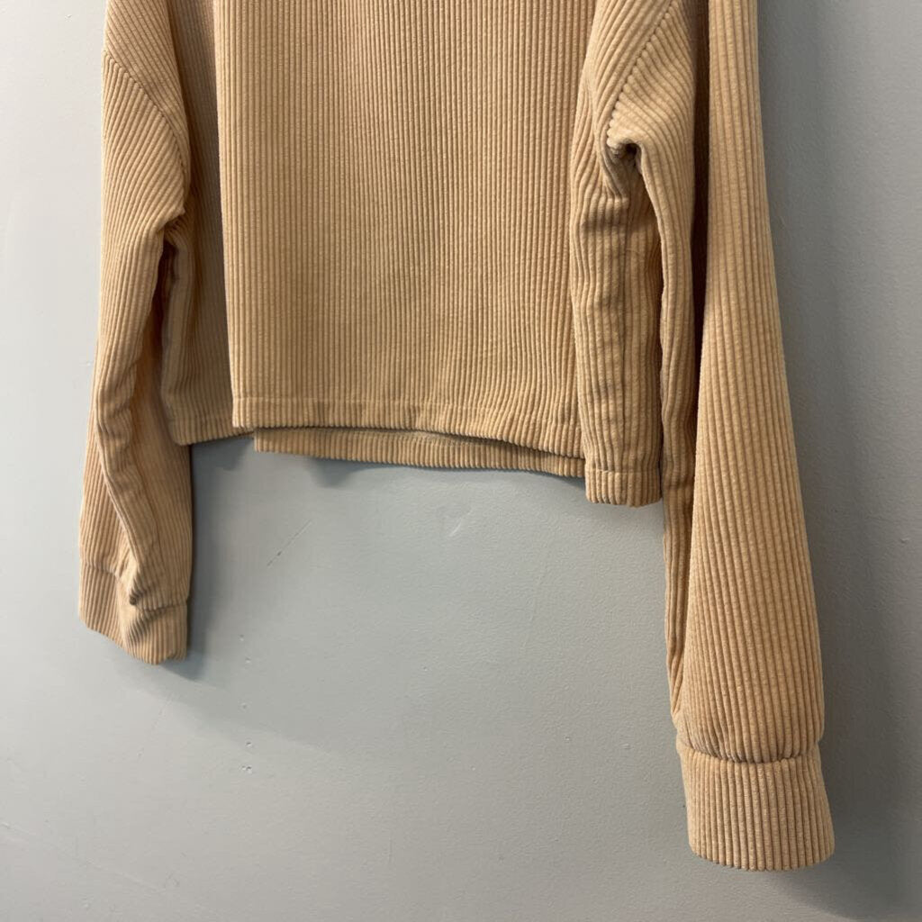 Brown Corduroy Long Sleeve Crop Top Medium