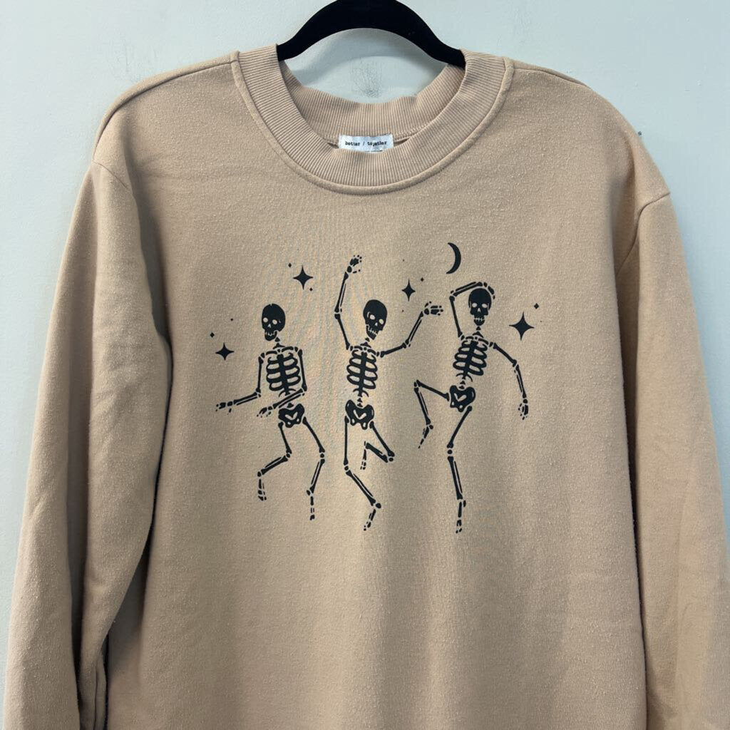 Better Together Brown/ Black Skeleton Oversized Pullover Small