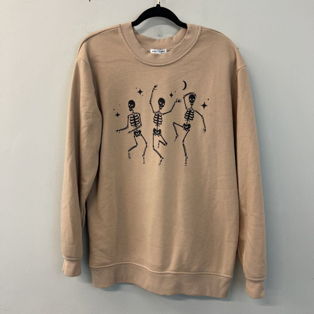 Better Together Brown/ Black Skeleton Oversized Pullover Small