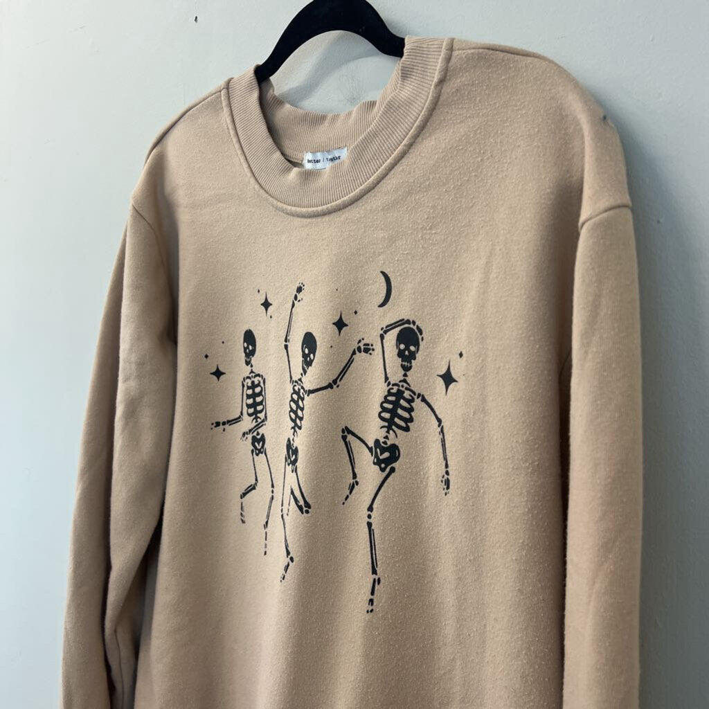 Better Together Brown/ Black Skeleton Oversized Pullover Small