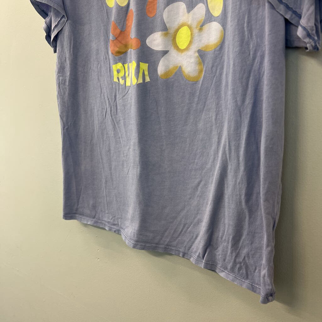 RVCA Blue Groovy Flower Graphic Tee Medium