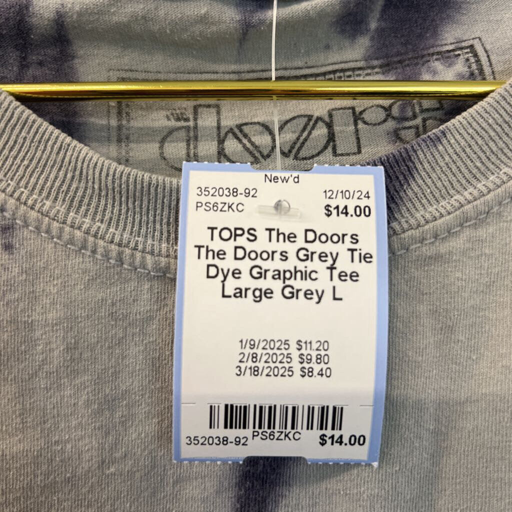 The Doors Grey Tie Dye Graphic Tee Large