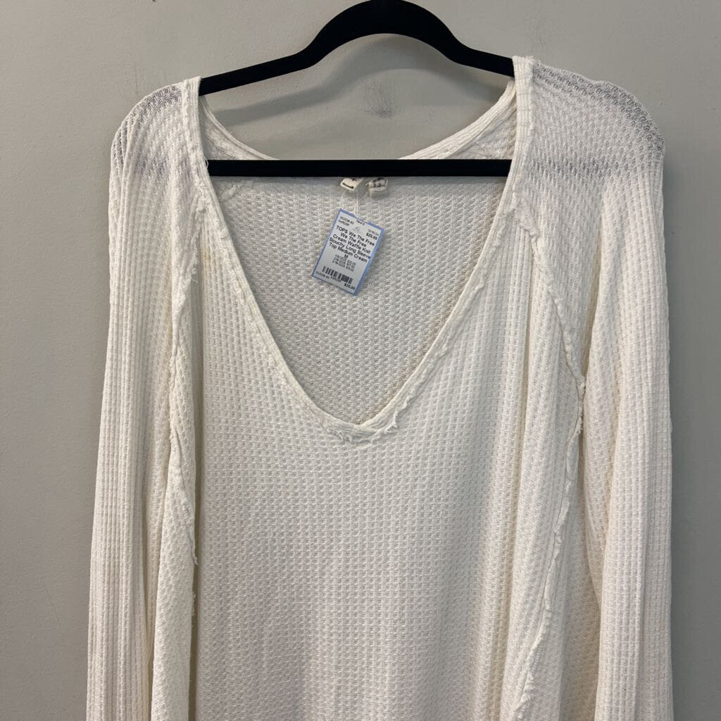 We The Free Cream Waffle Knit Slouchy Long Sleeve Top Medium