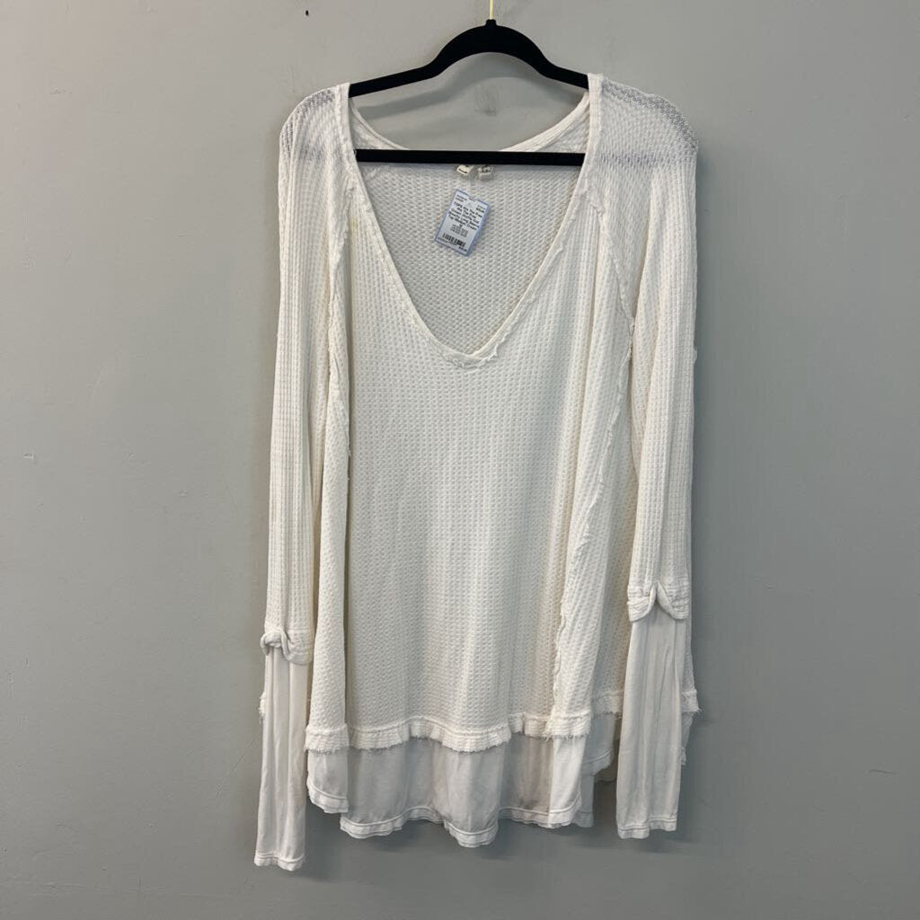 We The Free Cream Waffle Knit Slouchy Long Sleeve Top Medium