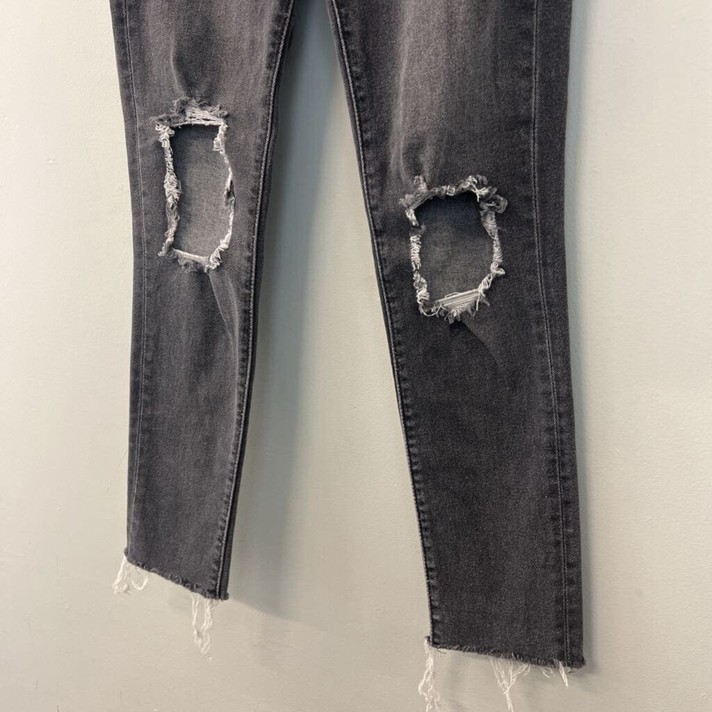 Levi Black Distressed 721 High Rise Skinny Jeans 26