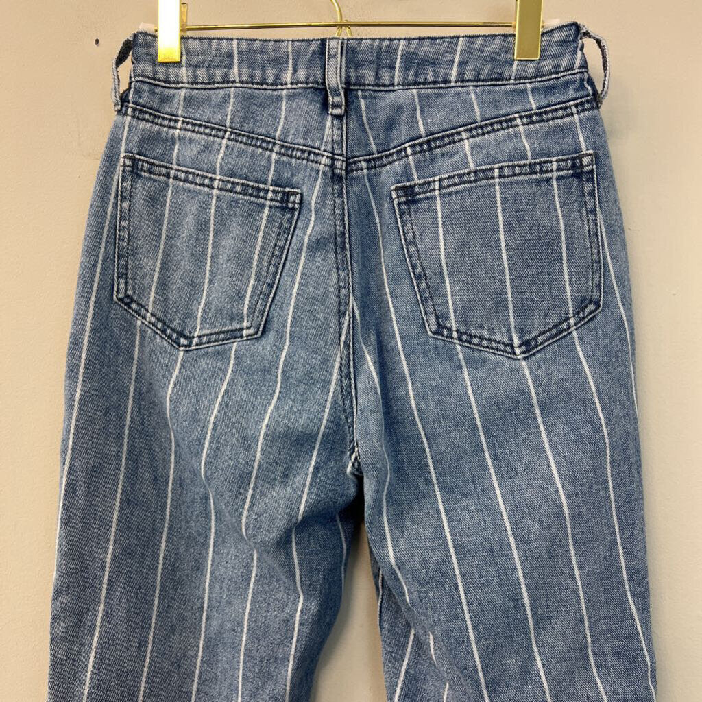 Pac Sun Medium Wash Striped Mom Jeans 25