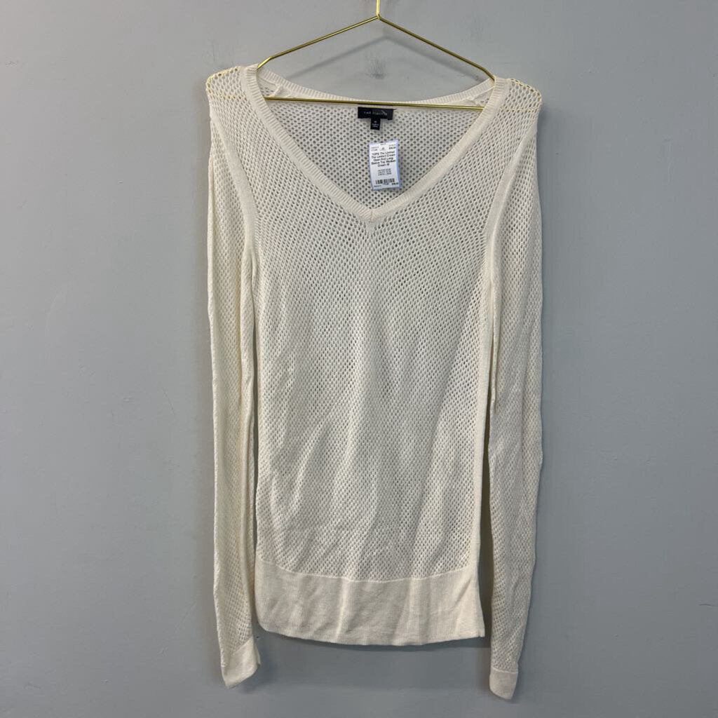 The Limited Cream Open Knit Long Sleeve Top Medium