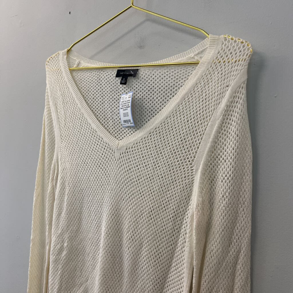 The Limited Cream Open Knit Long Sleeve Top Medium