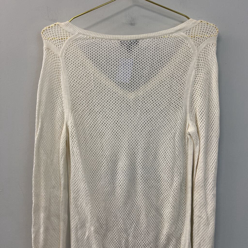 The Limited Cream Open Knit Long Sleeve Top Medium