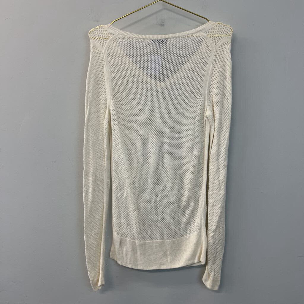 The Limited Cream Open Knit Long Sleeve Top Medium