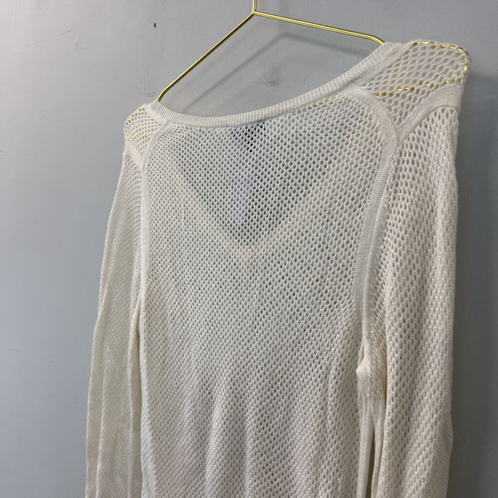 The Limited Cream Open Knit Long Sleeve Top Medium