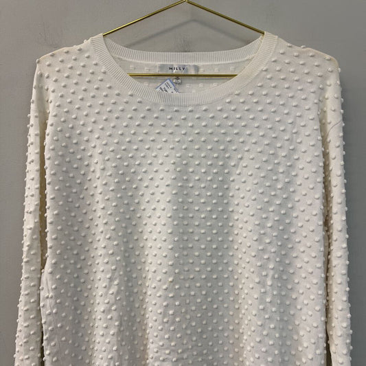 Milly White Textured Dot Long Sleeve Top Medium