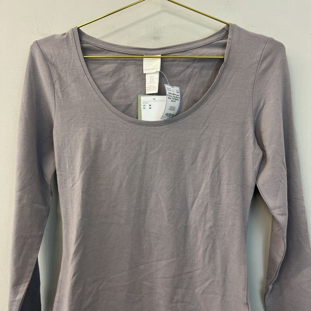 H and M Grey Long Sleeve Basic Top Medium