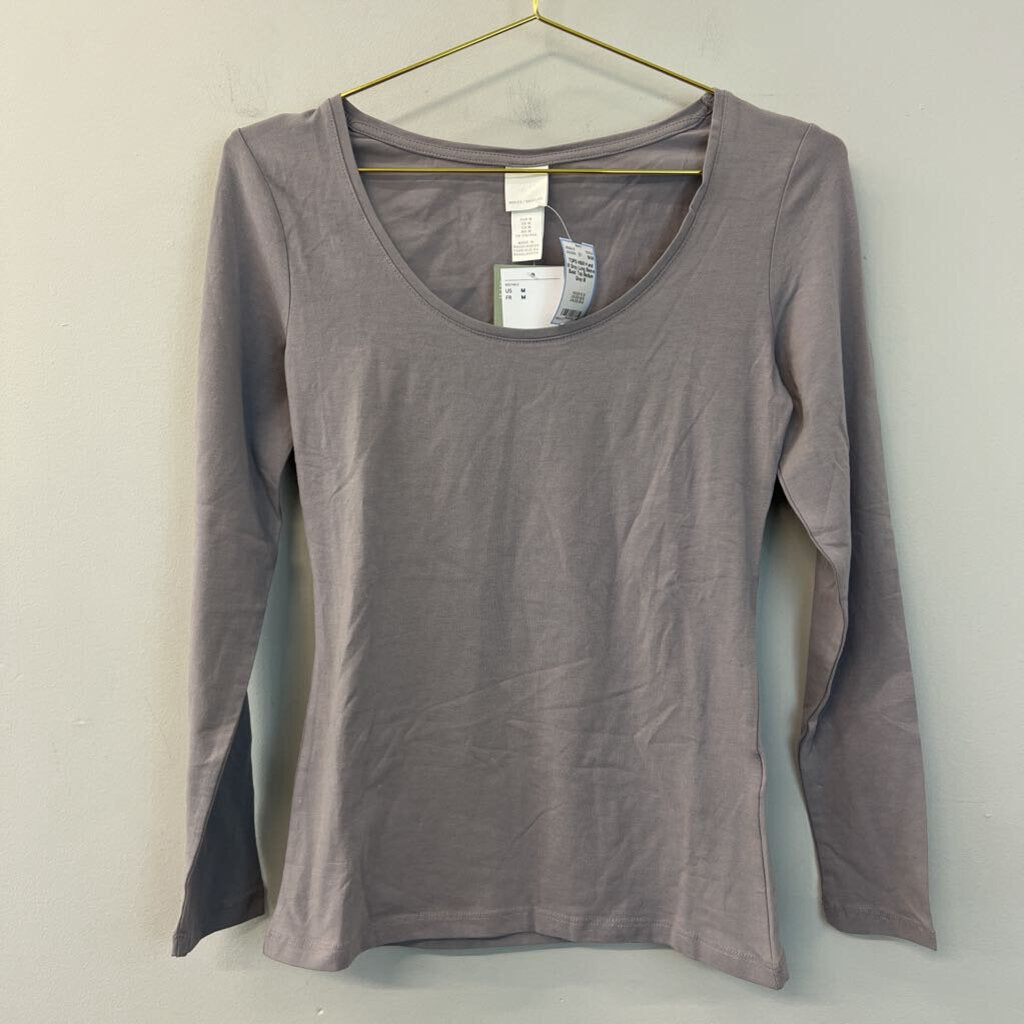 H and M Grey Long Sleeve Basic Top Medium