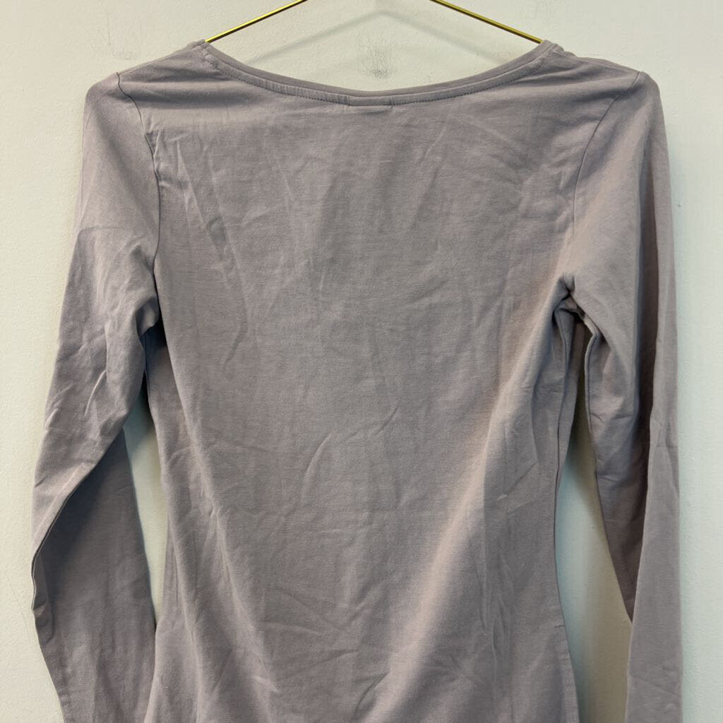 H and M Grey Long Sleeve Basic Top Medium