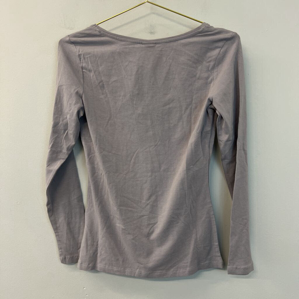 H and M Grey Long Sleeve Basic Top Medium