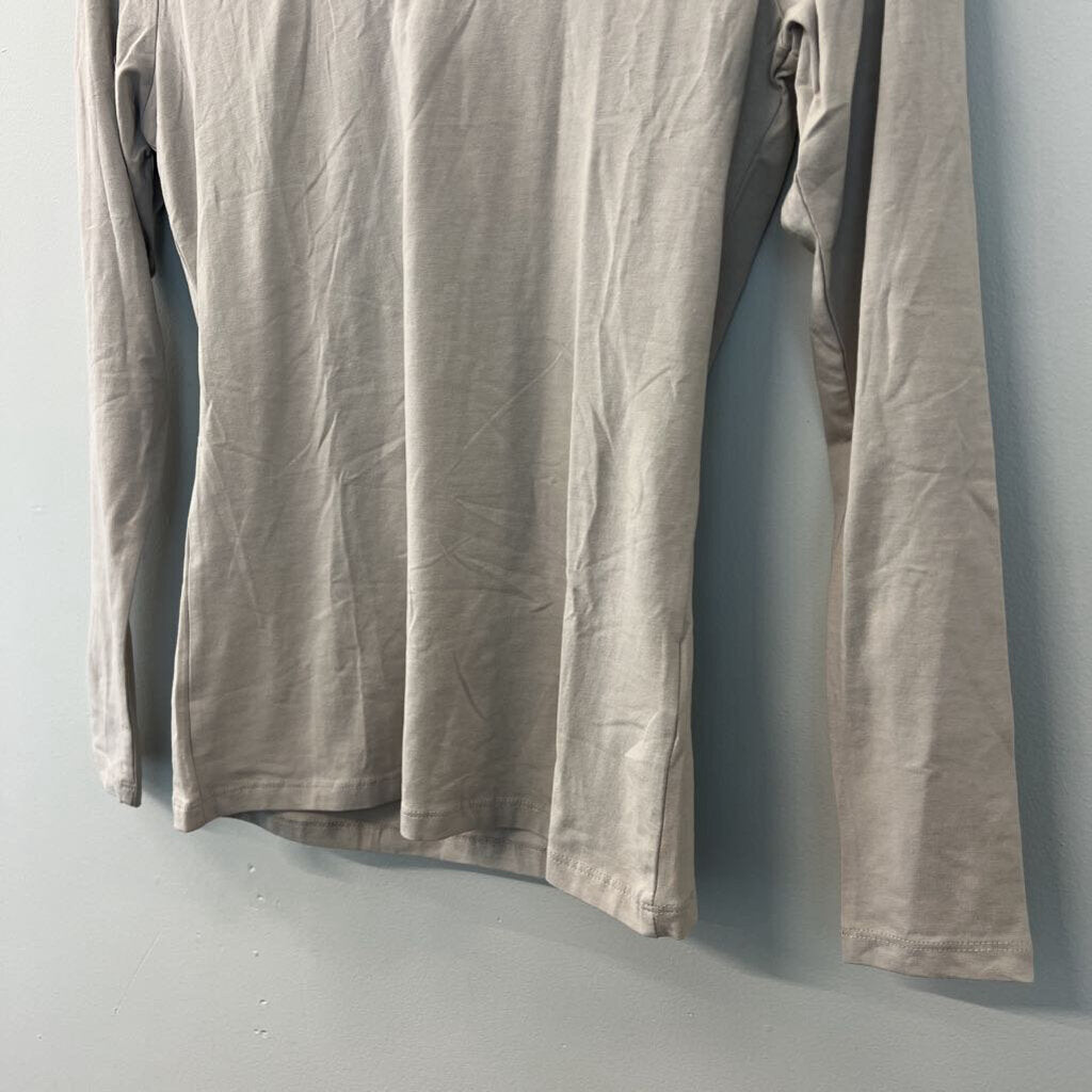 H and M Beige Long Sleeve Basic Top Medium