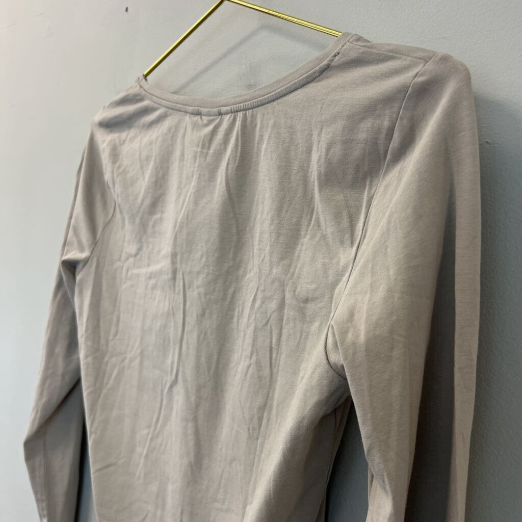 H and M Beige Long Sleeve Basic Top Medium