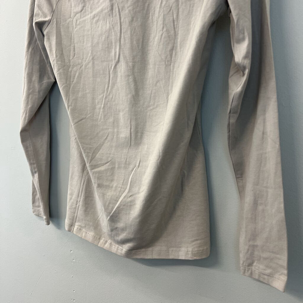 H and M Beige Long Sleeve Basic Top Medium