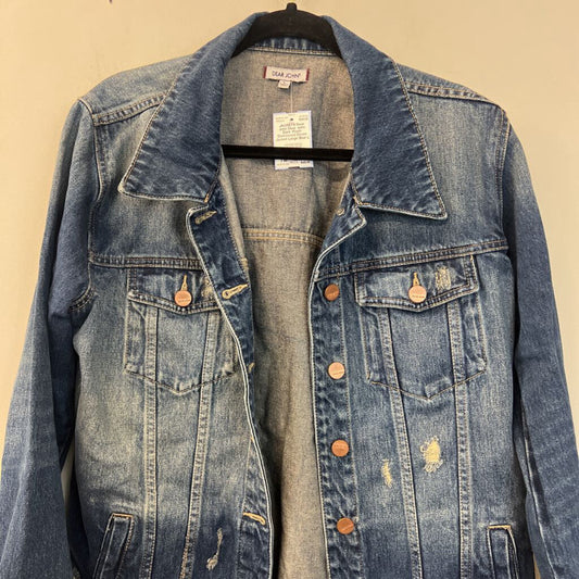 Dear John Dark Wash Distressed Denim Jacket Large