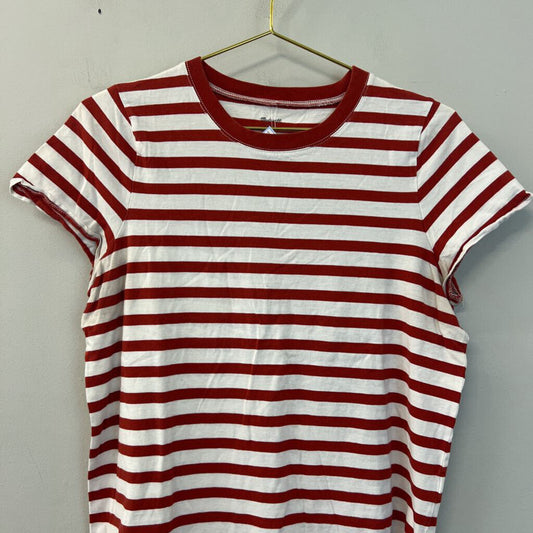 Madewell Red/ White Striped Short Sleeve Top Large