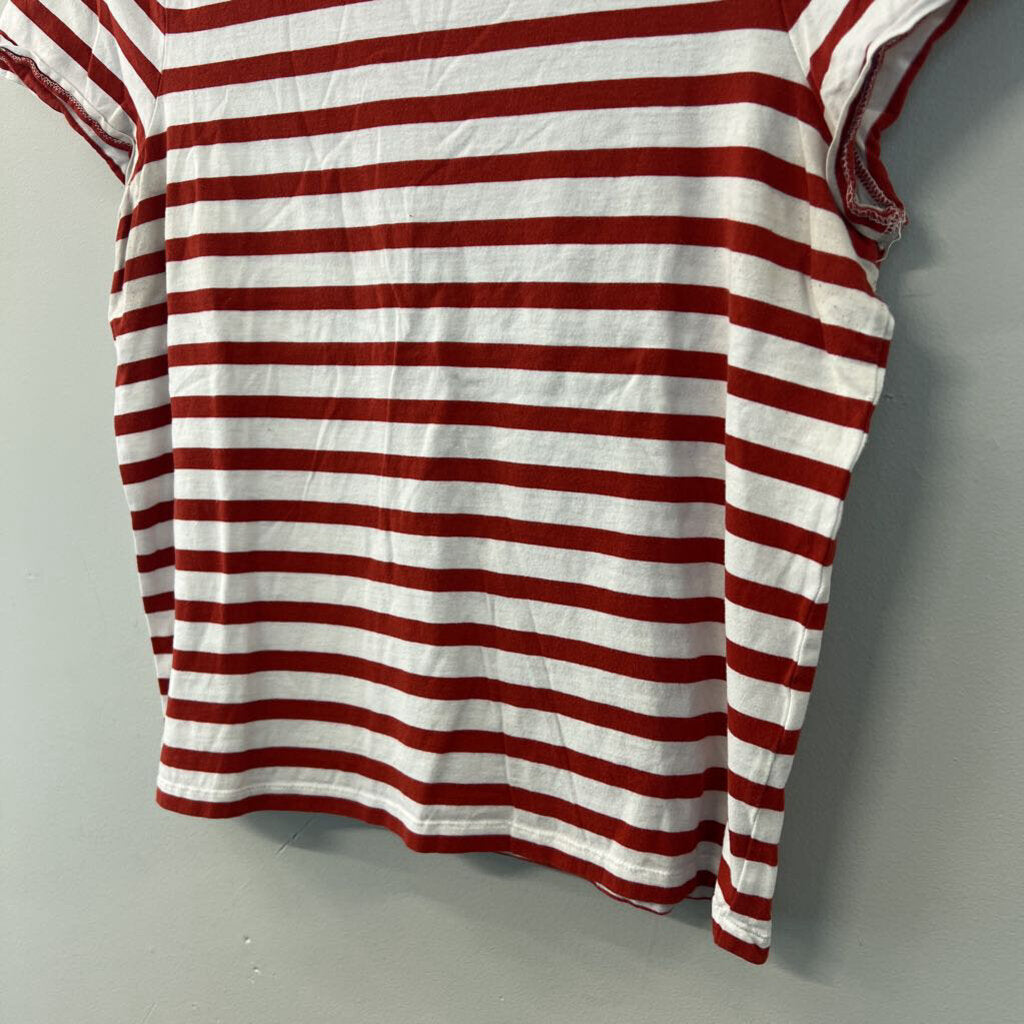 Madewell Red/ White Striped Short Sleeve Top Large