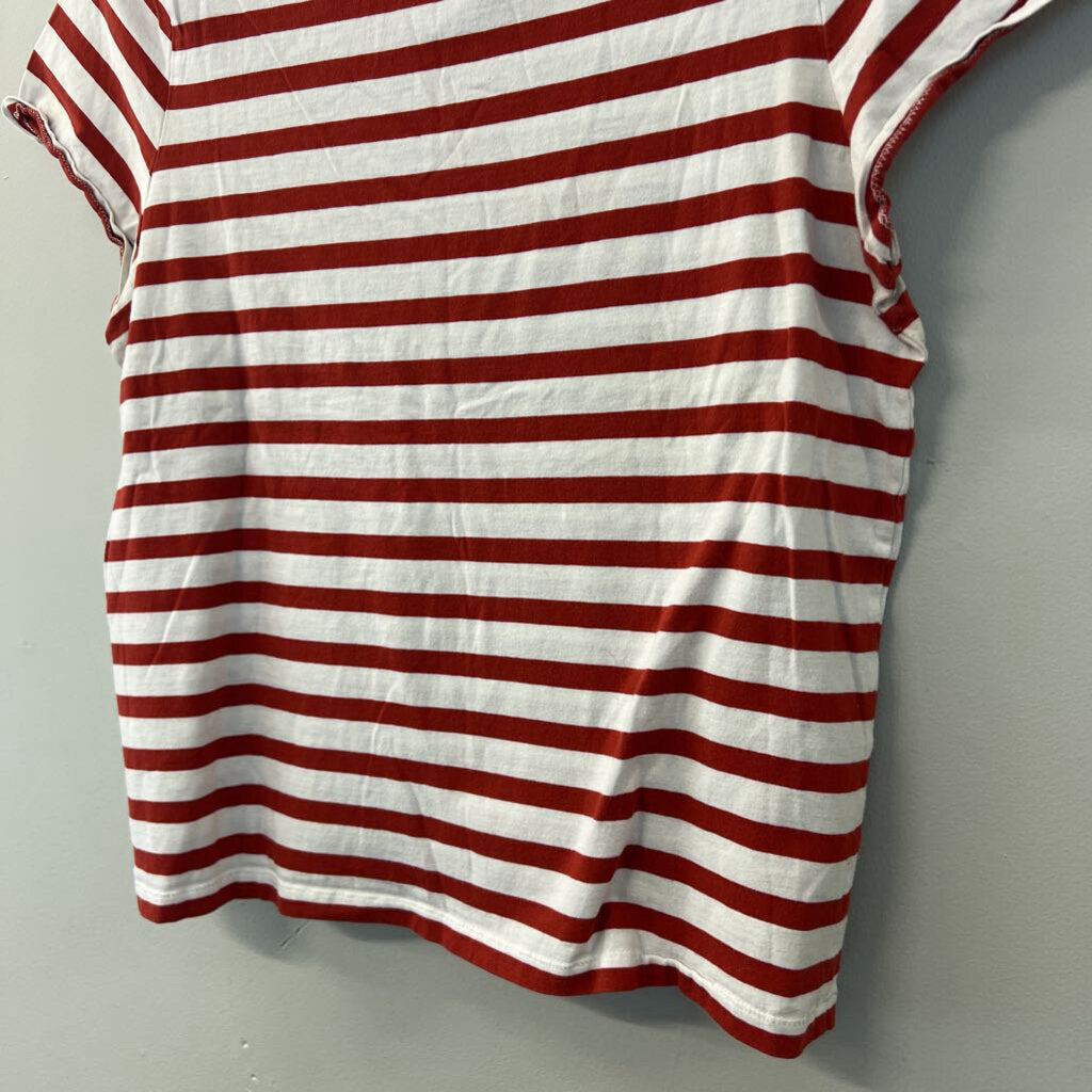 Madewell Red/ White Striped Short Sleeve Top Large