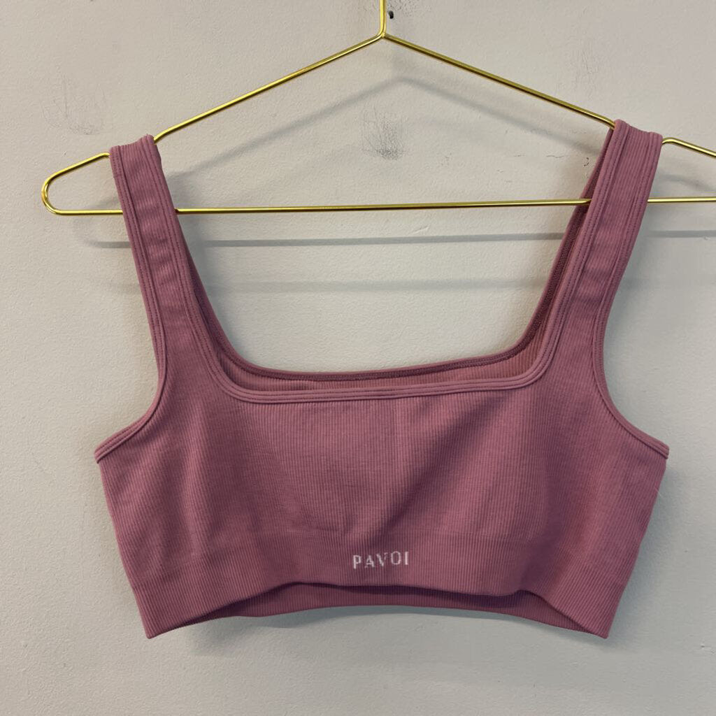 Pavoi Purple Ribbed Padded Sports Bra Large