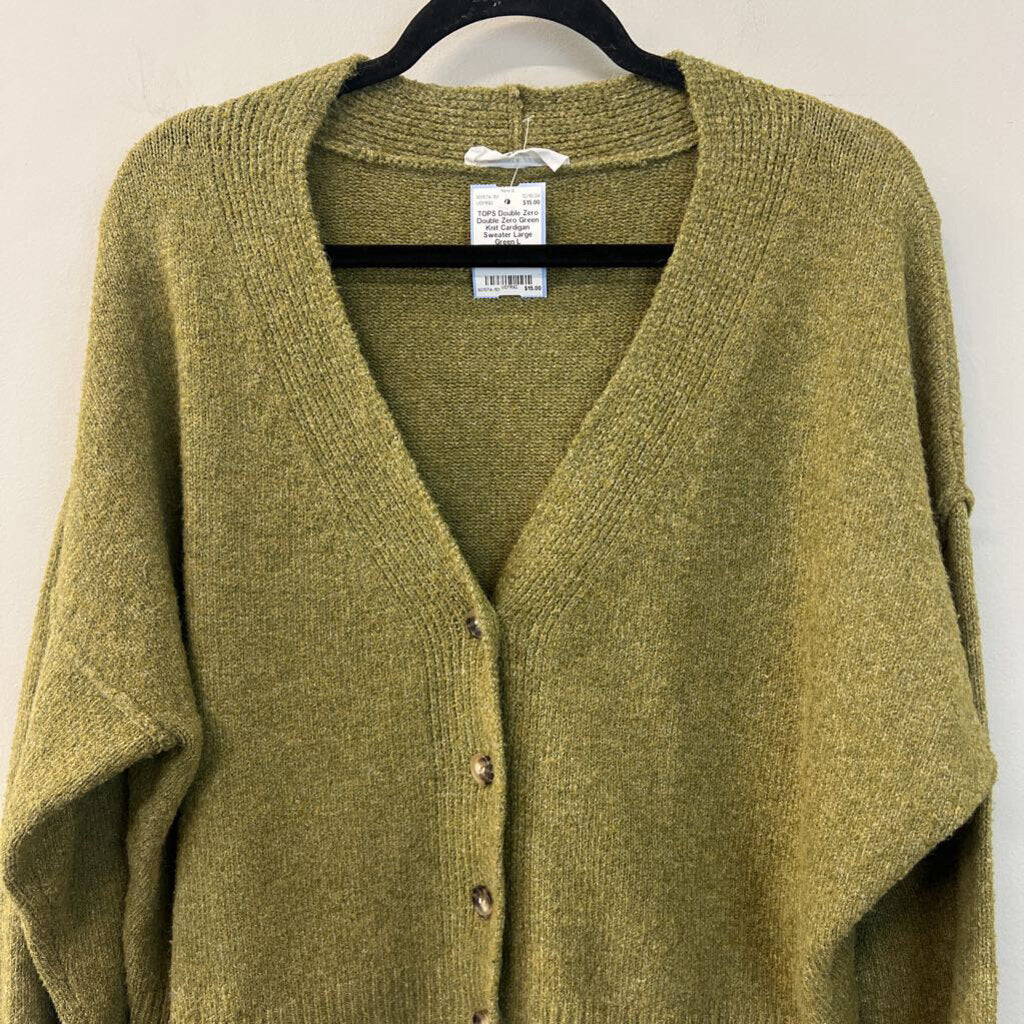 Double Zero Green Knit Cardigan Sweater Large