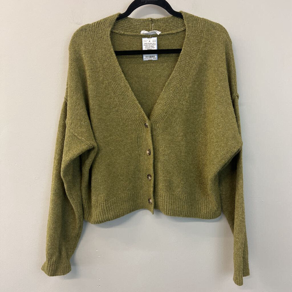 Double Zero Green Knit Cardigan Sweater Large