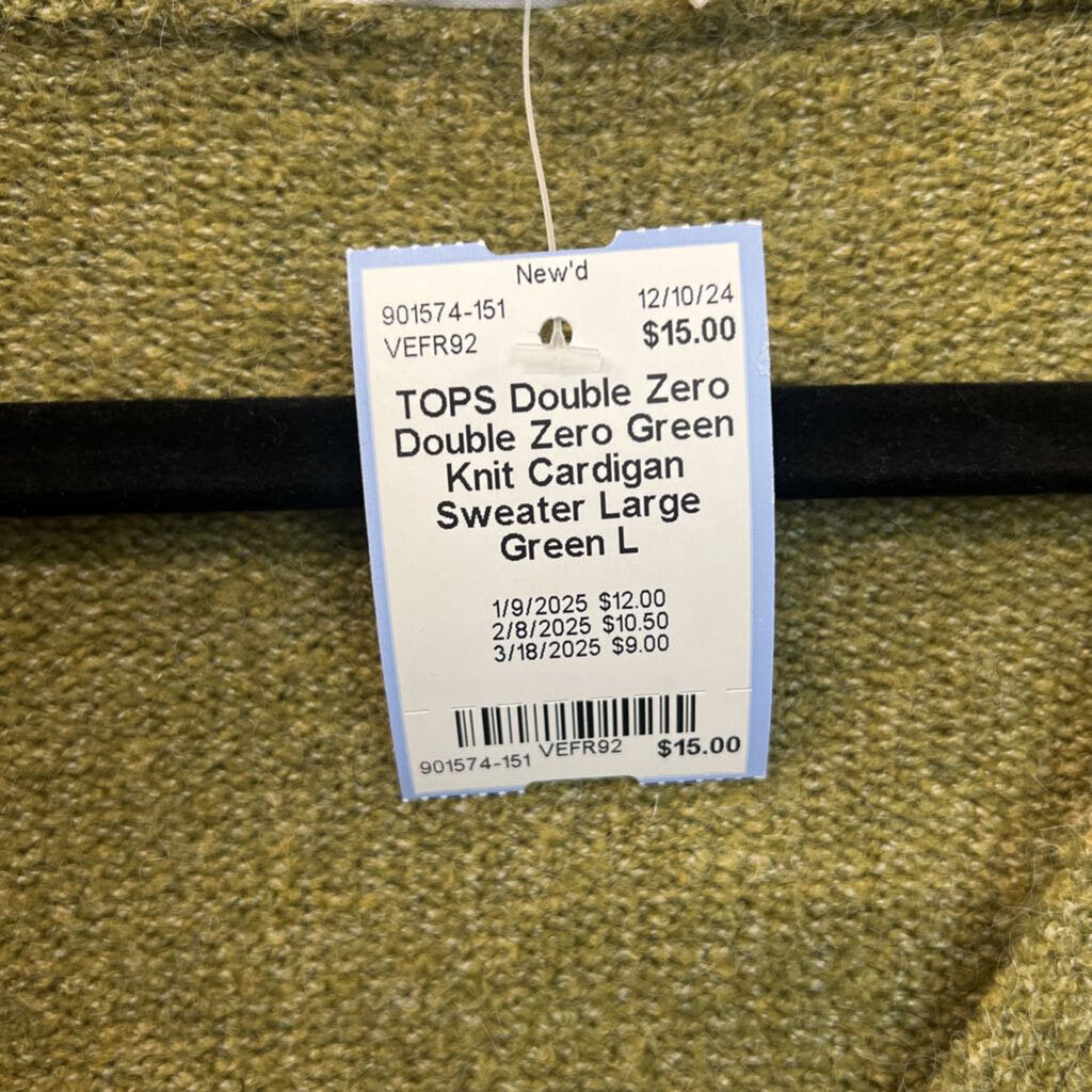 Double Zero Green Knit Cardigan Sweater Large