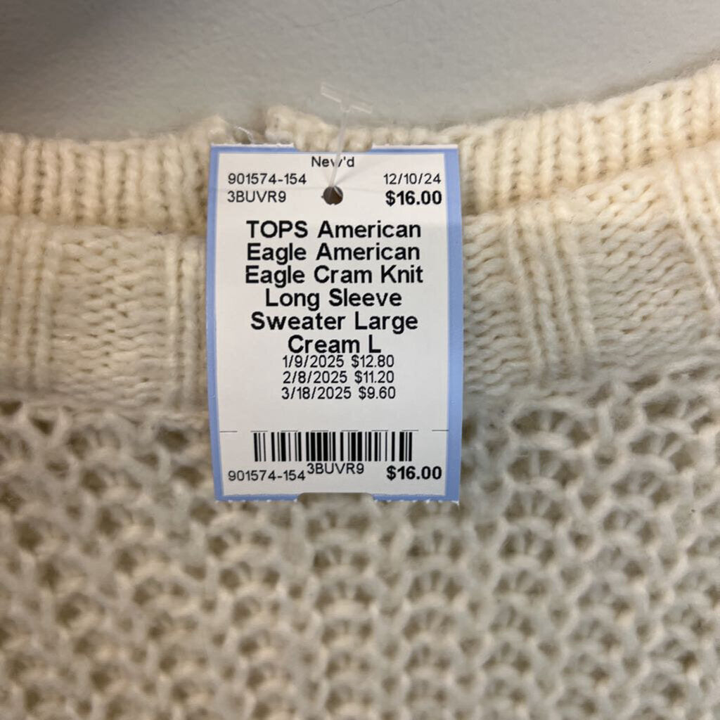 American Eagle Cram Knit Long Sleeve Sweater Large