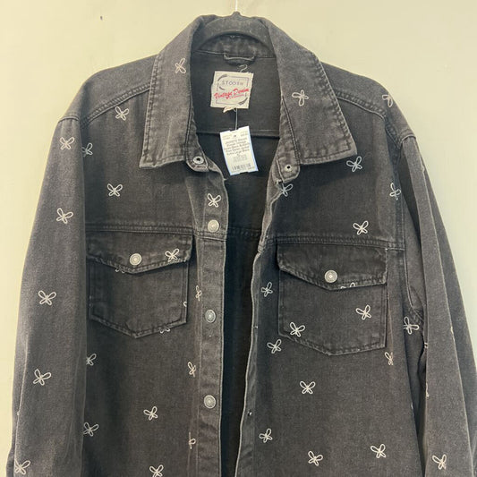 Stoosh Vintage Denim Black Butterfly Print Denim Jacket Extra Large