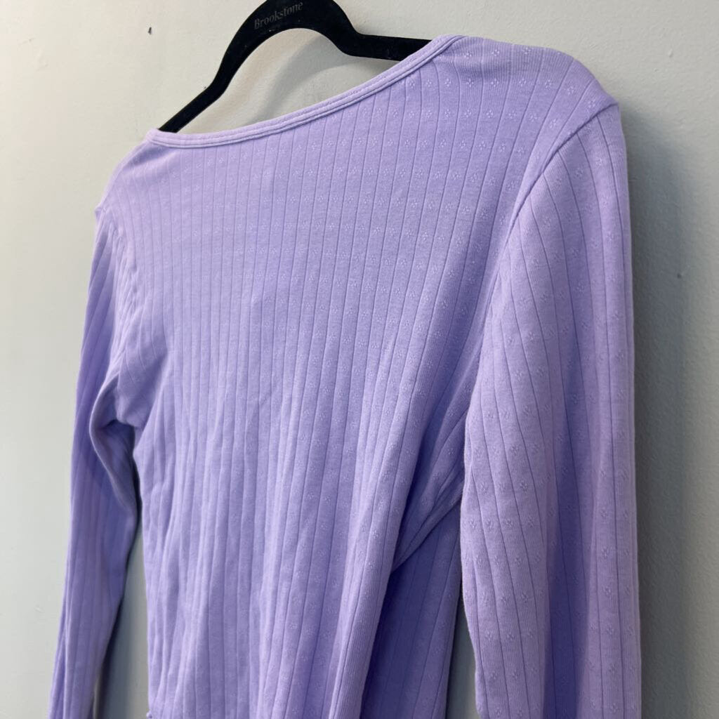 BP Purple Long Sleeve Cropped Wrap Top Extra Small