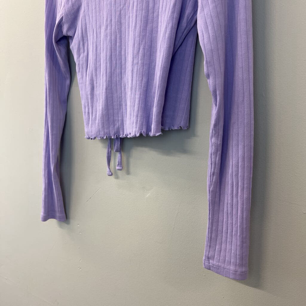 BP Purple Long Sleeve Cropped Wrap Top Extra Small