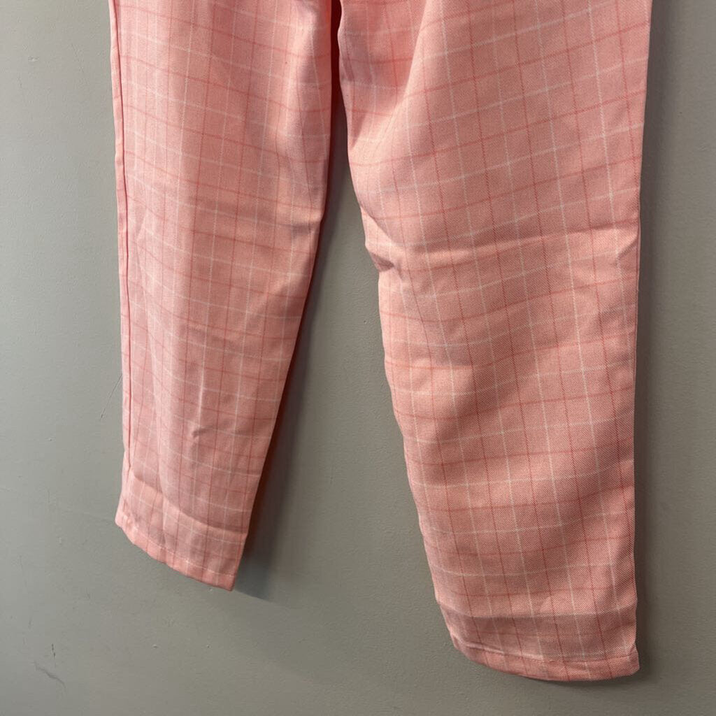 Pink Plaid Straight Leg Pants Large