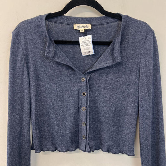 Listicle Blue Long Sleeve Cropped Button Down Top Large