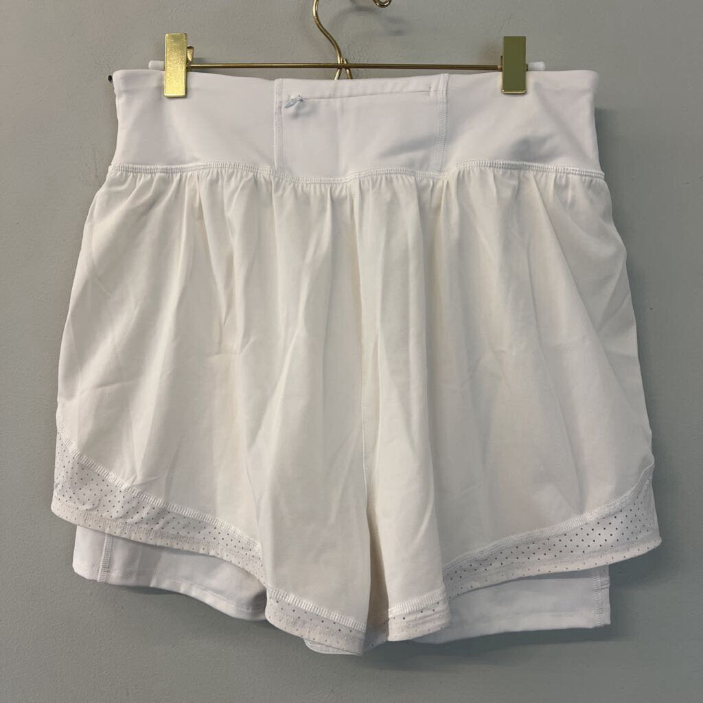 Spanx White Lined Athletic Shorts Extra Large