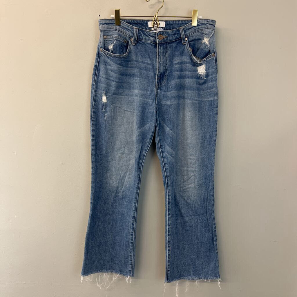 Pistola Medium Wash Frayed Hem Straight Leg Jeans 31