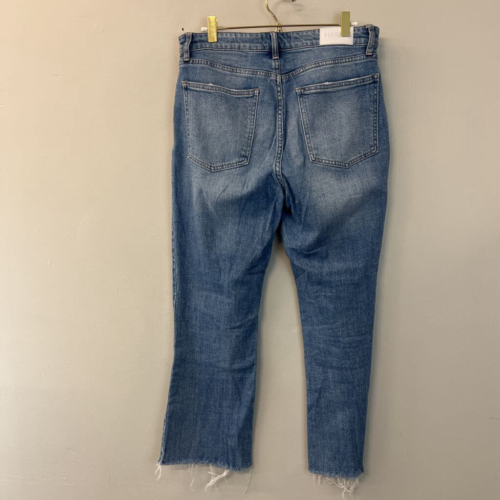 Pistola Medium Wash Frayed Hem Straight Leg Jeans 31