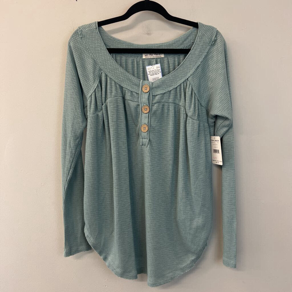 We The Free Mint Knit Long Sleeve Top Medium