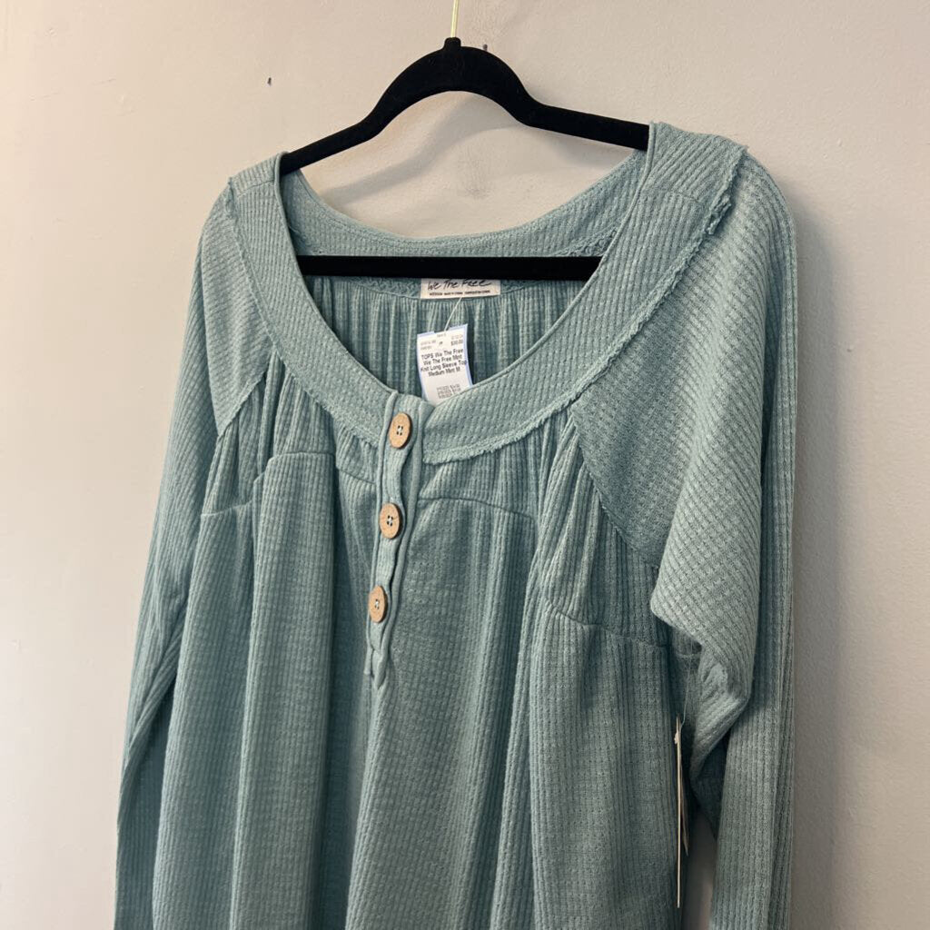 We The Free Mint Knit Long Sleeve Top Medium