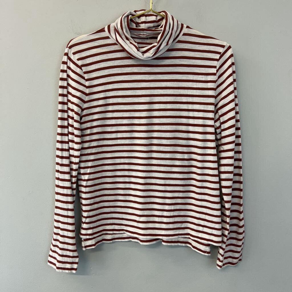 Madewell Brown/ White Striped Long Sleeve Turtleneck Top Large