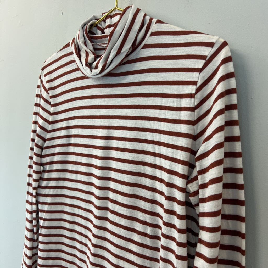 Madewell Brown/ White Striped Long Sleeve Turtleneck Top Large