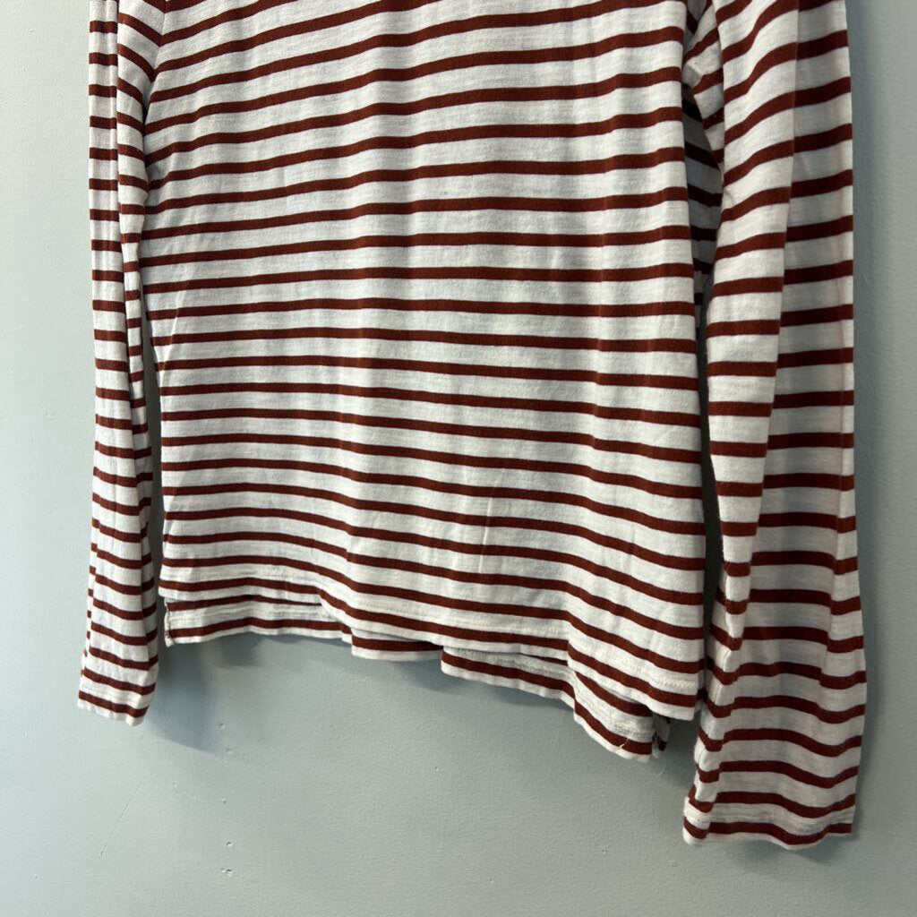 Madewell Brown/ White Striped Long Sleeve Turtleneck Top Large