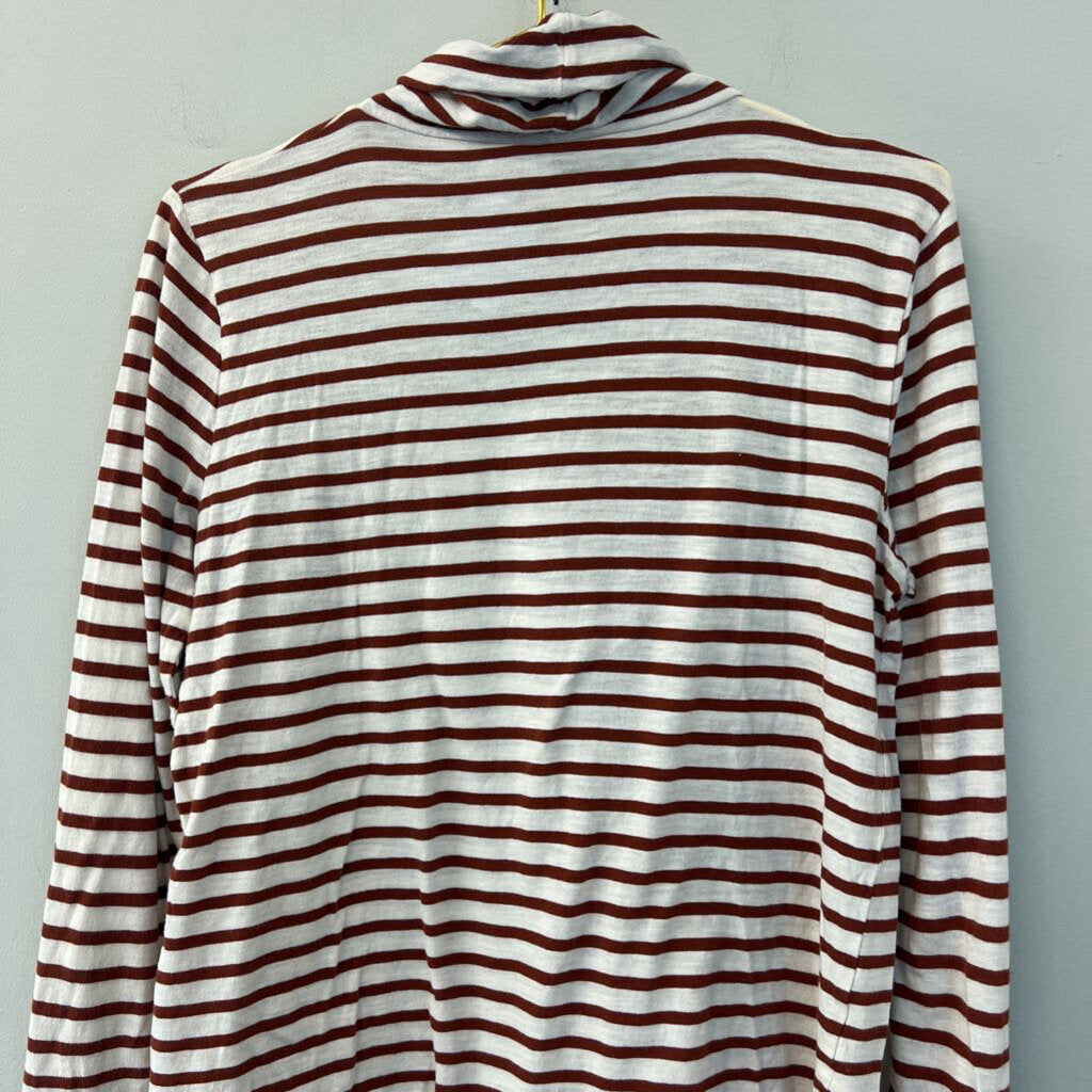 Madewell Brown/ White Striped Long Sleeve Turtleneck Top Large