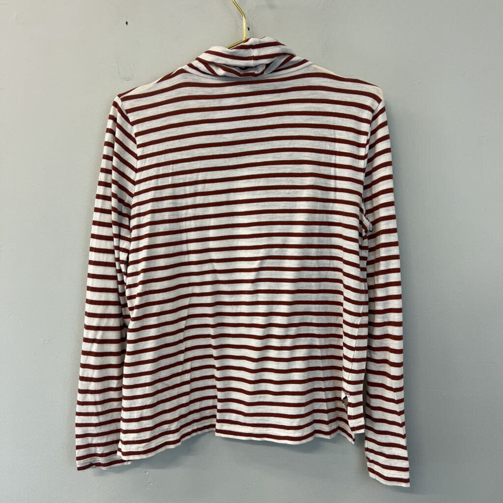 Madewell Brown/ White Striped Long Sleeve Turtleneck Top Large