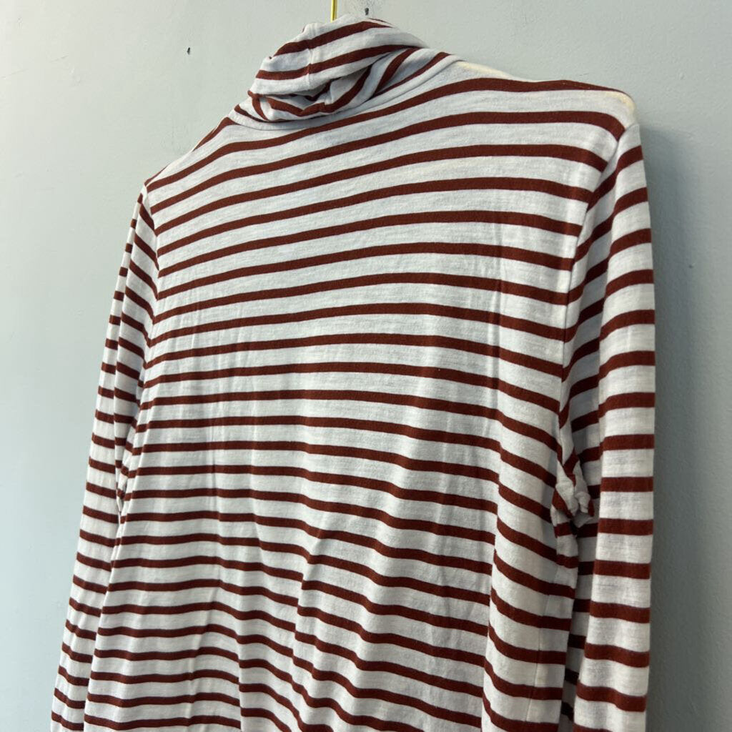 Madewell Brown/ White Striped Long Sleeve Turtleneck Top Large