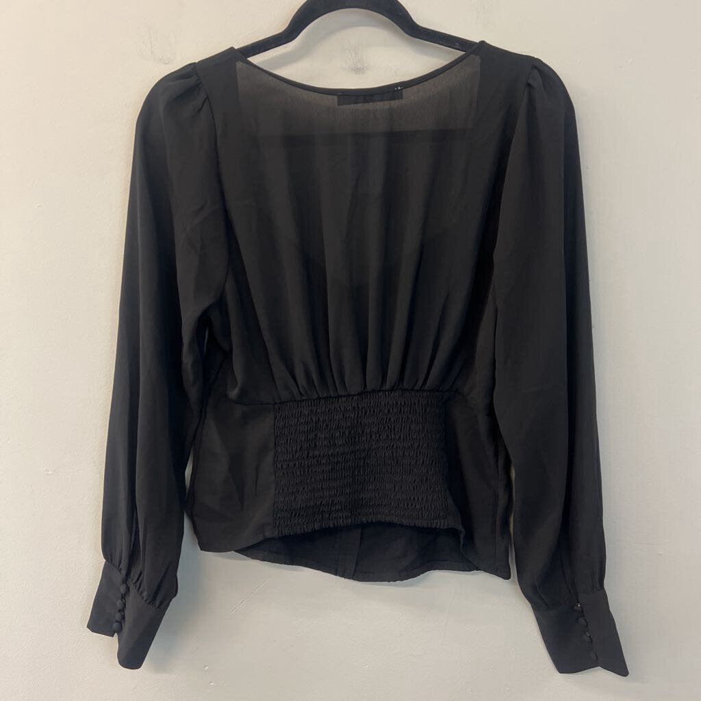 Abercrombie and Fitch Black Long Sleeve Button Front Top Medium