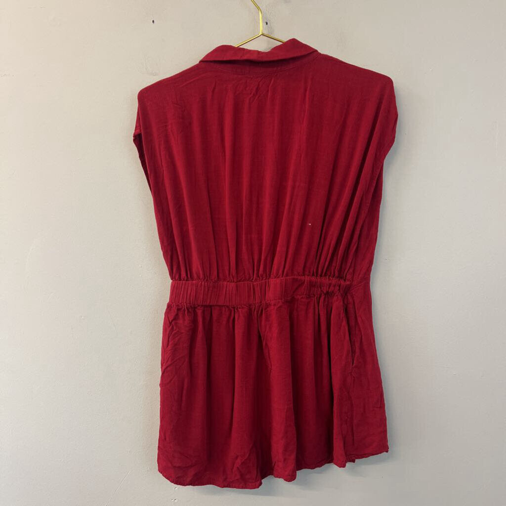 Mink Pink Red Short Sleeve Wrap Romper Medium